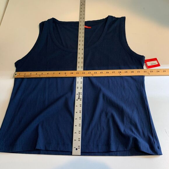 Spanx Tank Top Womens 3X Plus Navy Scoop Neck Ribbed Knit Stretch Sleeveless - Picture 7 of 14